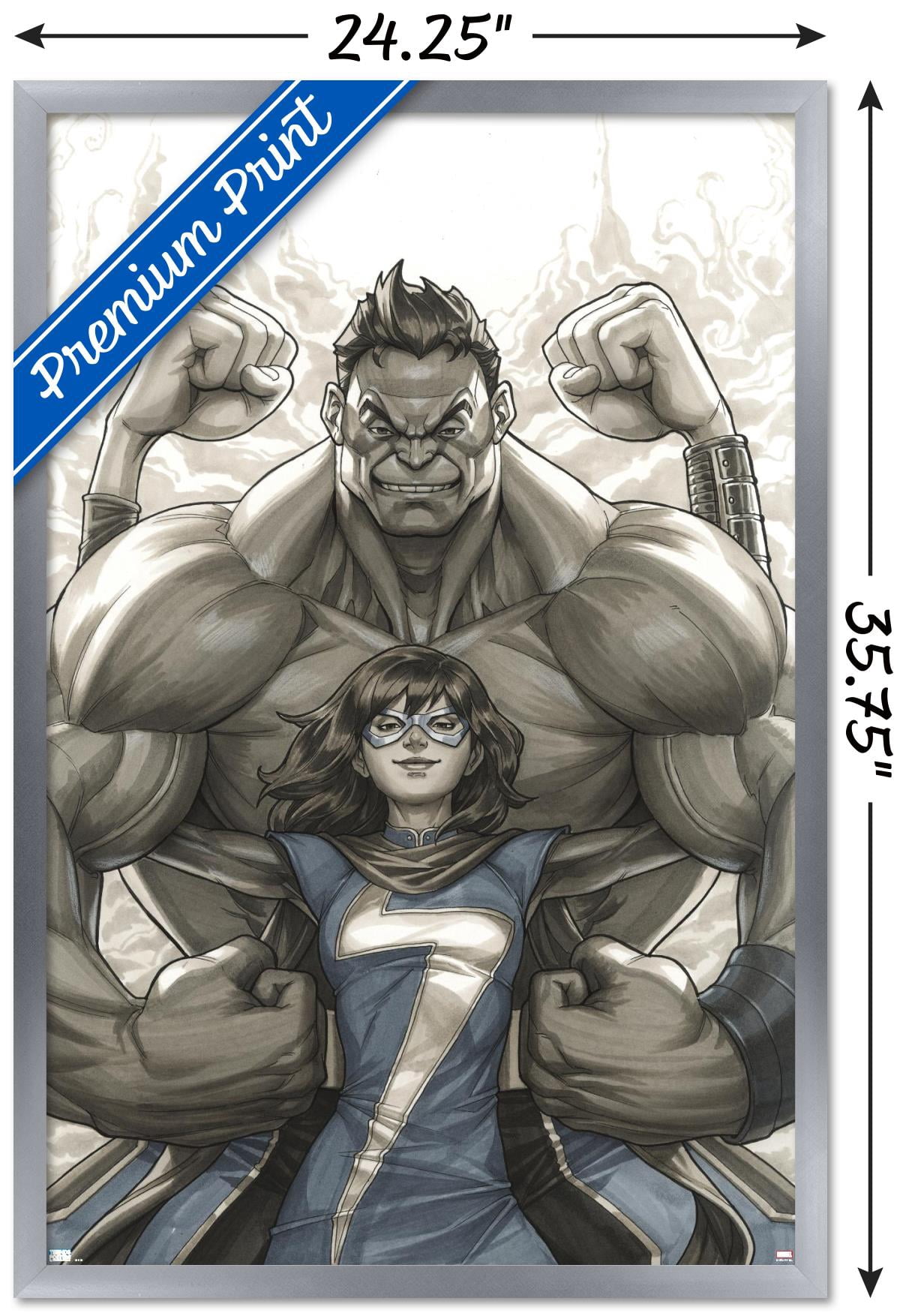Marvel Comics - Ms. Marvel and Hulk - Champions #1 Wall Poster, 22.375" x 34", Framed