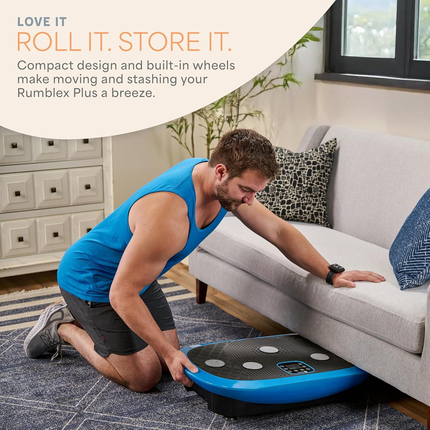 Lifepro Rumblex Plus 4D Vibration Plate Exercise Machine – Triple Motor Full Body Vibrating Plate for Weight Loss, Recovery, Circulation & Lymphatic Drainage – Blue