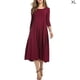 thumbnail image 3 of Qarigey Vestido de mujer Cuello Otoño Vestido de mujer Traje de cuello Media manga Vestido de columpio grande Vestidos Vino rojo SG, 3 of 6