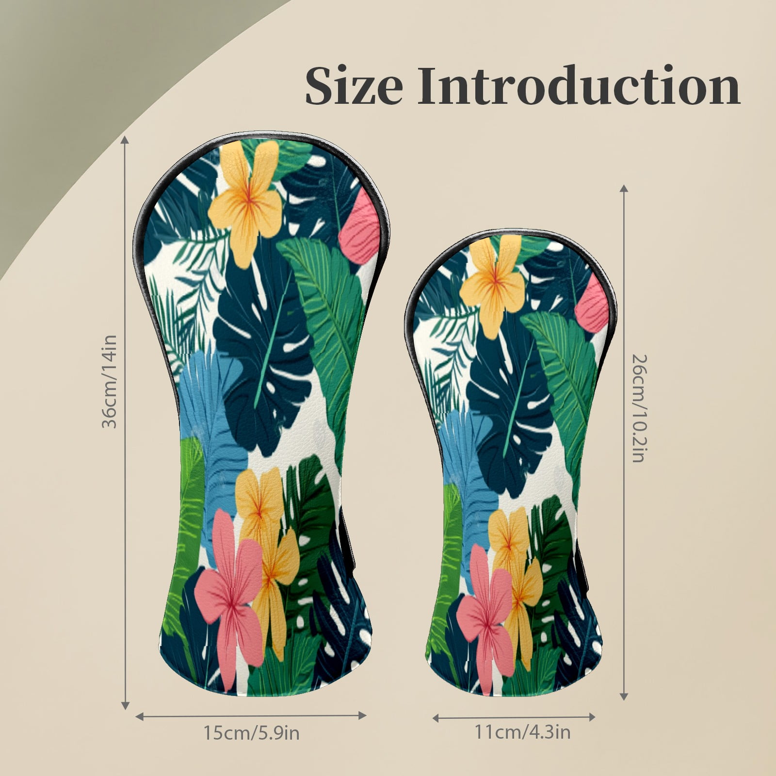 Golf Head Covers for Woods and Driver Waterproof Leather Golf Club Head Covers for Women Men Golf Driver Fairway Wood Headcover Tropical Floral Seamless Pattern