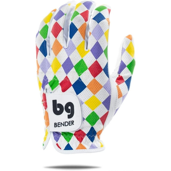 Bender Gloves Mesh Golf Gloves for Men, Cabretta Leather, Worn on Left Hand (Argyle, X-Large)
