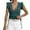 a-Green, variant on Women's V-Neck Short Sleeve Flutter-Sleeve Slim Fit Top,White,S
