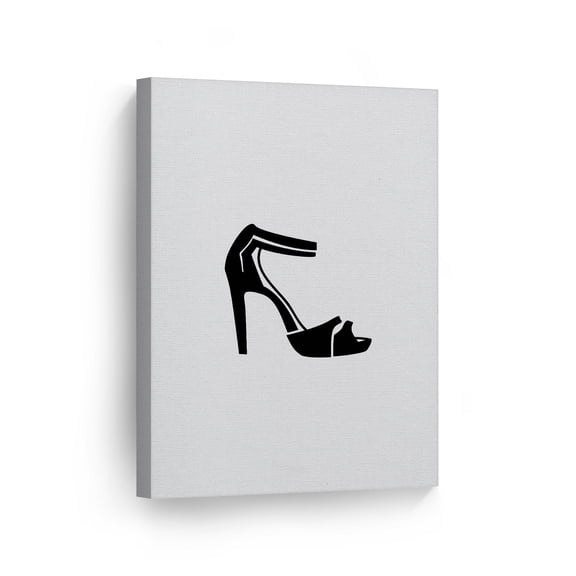 Smile Art Design Black and White High Heels Woman Shoes Glam Fashion Canvas Wall Art Print Office Bathroom Teen Girls Room Women Dorm Bedroom Living Room Wall Decor Ready to Hang 12x8