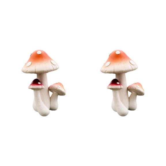 Bewildely Estatua de hongo para manualidades, de jardín para adorno de patio, 3 cabezas de champiñones Cabeza de 3 Hongos 2Conjunto