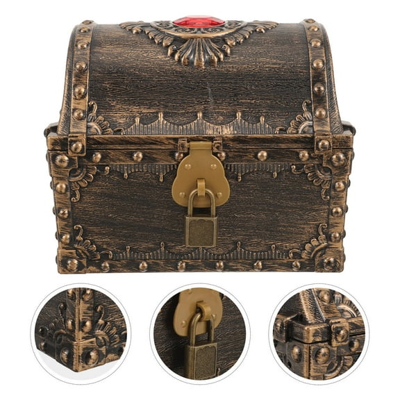 MUSEYA Vintage Pirate Box Plastic Storage for Escape Room Party Supplies 1Pcs