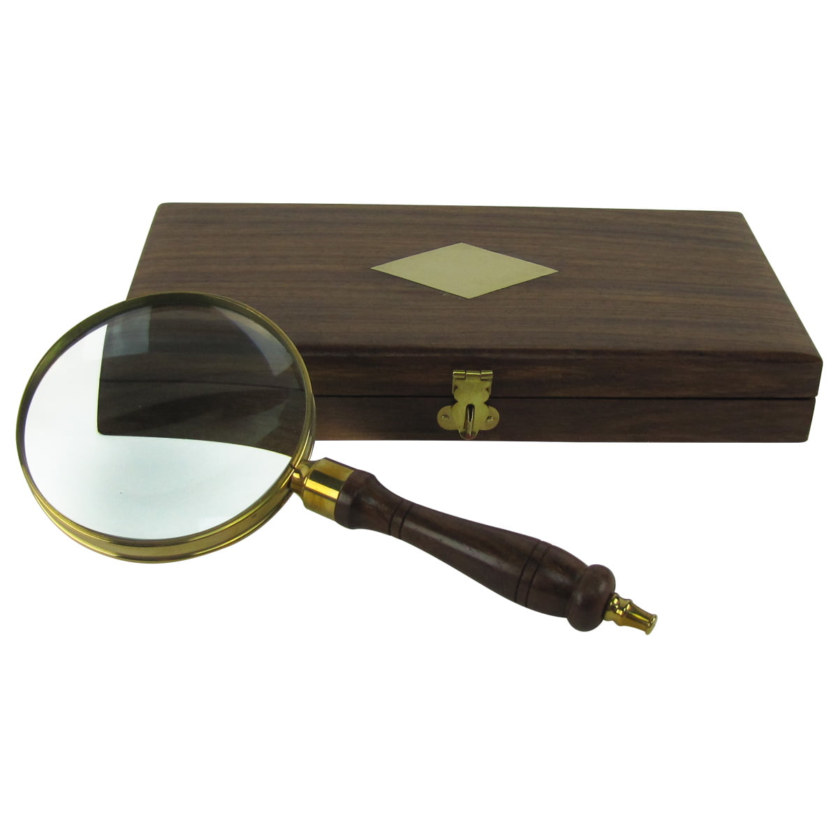 Details about   vintagean_27 Brass Magnifying Glass with Wooden Base Table Top Item 