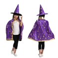 thumbnail image 3 of Disfraz de Halloween para niños, capa de satén con sombrero para niños, mago, bruja, Cosplay, fiesta de Halloween, vestido para niños, ropa fantasma, 2021, 3 of 4