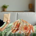 thumbnail image 3 of Watercolor Flower Soft Flannel Fleece Blanket, Hand Drawn Old Persian Roses on Grass Perennial Botanic Artwork Print, Cozy Plush for Indoor and Outdoor Use, 60" x 80", Orange Green, by Ambesonne, 3 of 5