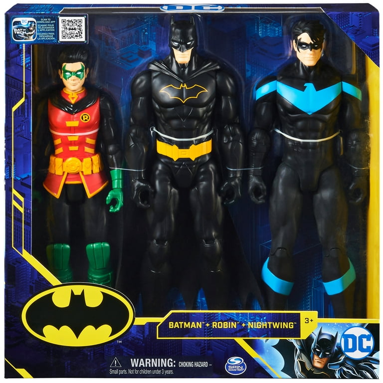 Batman 12-inch Action Figure 3-Pack with Robin, Batman, Nightwing, Kids  Toys for Boys Aged 3 and Up