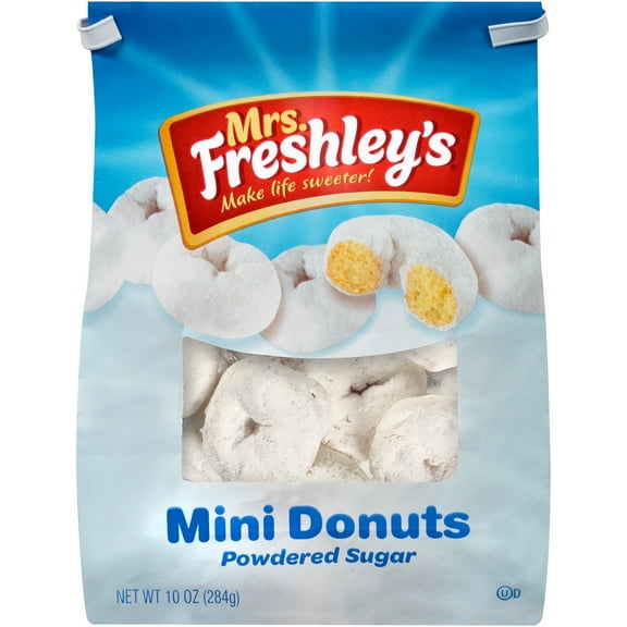 Mrs. Freshley's® Powdered Sugar Mini Donuts 10 oz. Stand Up Bag