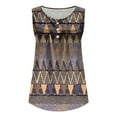 thumbnail image 3 of Usmixi Summer Tank Tops Western Print V-Neck Sleeveless T Shirts for Women Vintage Graphics Button Pleated Swing Henley Shirt Lightweight Tunic Blouse Vest Brown xxl Under $5, 3 of 3