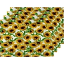 Beautiful Sunflowers Placemats Set of 6 Fabric Placemats 12x18 Inch Square Placemat for Kitchen Table Heat Resistant, Easy to Clean Table Placemats