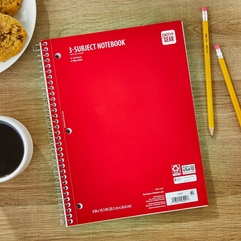 Pen + Gear Wide Ruled 3-Subject Notebook, 8