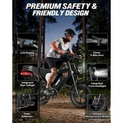 Electric Bike for Adults,Peak 1500W,Max28Mph & 80 Miles Electric Bicycle,48V 25Ah Full Suspension & Disc Brakes 16Fat Tire E-Bike