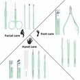 thumbnail image 3 of Manicure Set Professional Nail Clipper Pedicure Set Grooming Kit Gift for Men Husband Boyfriend Parents Women Nail Care with Green Leather Travel Case, 12 PCS, 3 of 14