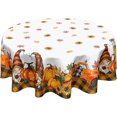 thumbnail image 1 of Fall Tablecloth 60 Inch Round Thanksgiving Orange Pumpkin Truck Gnome Buffalo Plaid Table Cloth Autumn Harvest Polyester Table Cover for Holiday Party Dining Room Home Decor, 1 of 6