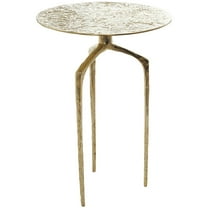 DecMode 15" x 22" Gold Aluminum Metal Slim Textured Geometric Accent Table, 1-Piece