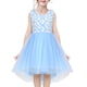 thumbnail image 1 of Vestido de Niña Azul Encaje Cuadros Perla Diseño Calado Tul Princesa Certamen Fiesta 6 Años, 1 of 8