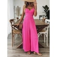 thumbnail image 4 of Zukuco Women's Elegant Sleeveless Jumpsuit - V-Neck Wide Leg Romper with Back Bow, Summer Casual Beachwear Vacation Outfit, S, 4 of 8