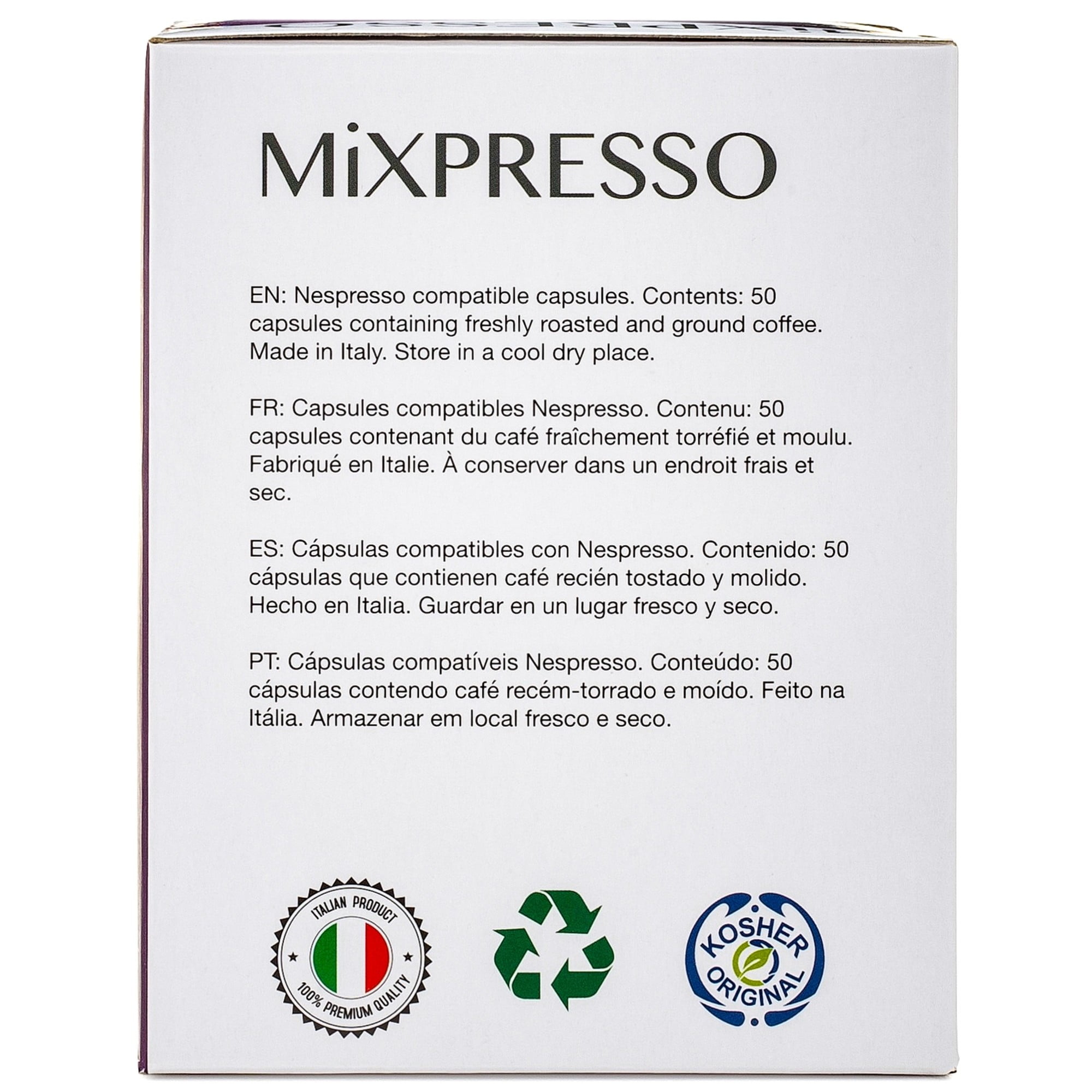 Mixpresso Espresso Machine, Bundle with 50 Coffee Espresso Capsules Brewers  Single Cup Coffee Pods, 100% from Italy Intense Roast Espresso, Premium