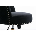 thumbnail image 4 of Makeup Vanity Chair, Velvet Accent Chair Office Chair Adjustable with Swivel Wheels for Bedroom Computer, Black, LJ1036, 4 of 9