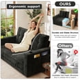 thumbnail image 5 of BedLuxury 55" Foldable Loveseat Futon Sofa Bed with Cup Holder & Storage Pocket, Sleeper Couch, Space Saving, Chenille Black, 5 of 7