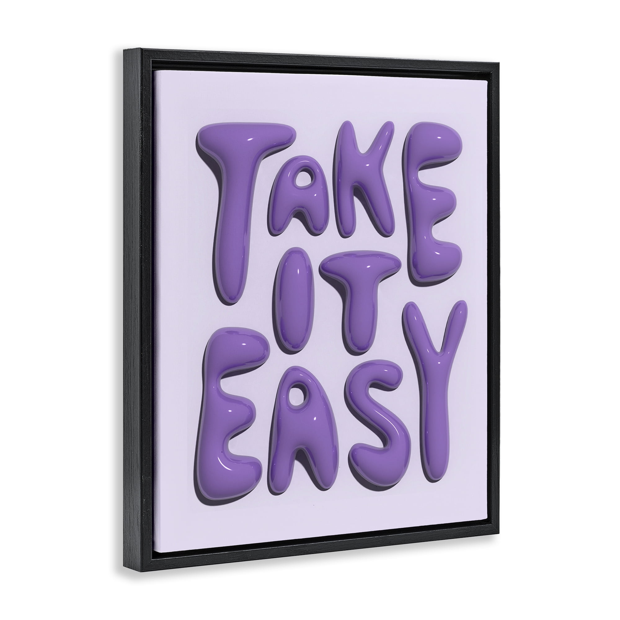 Stupell Industries Take It Easy Letters Text & Numbers Painting Black Floater Framed Canvas Art Print Wall Art, 17 x 21