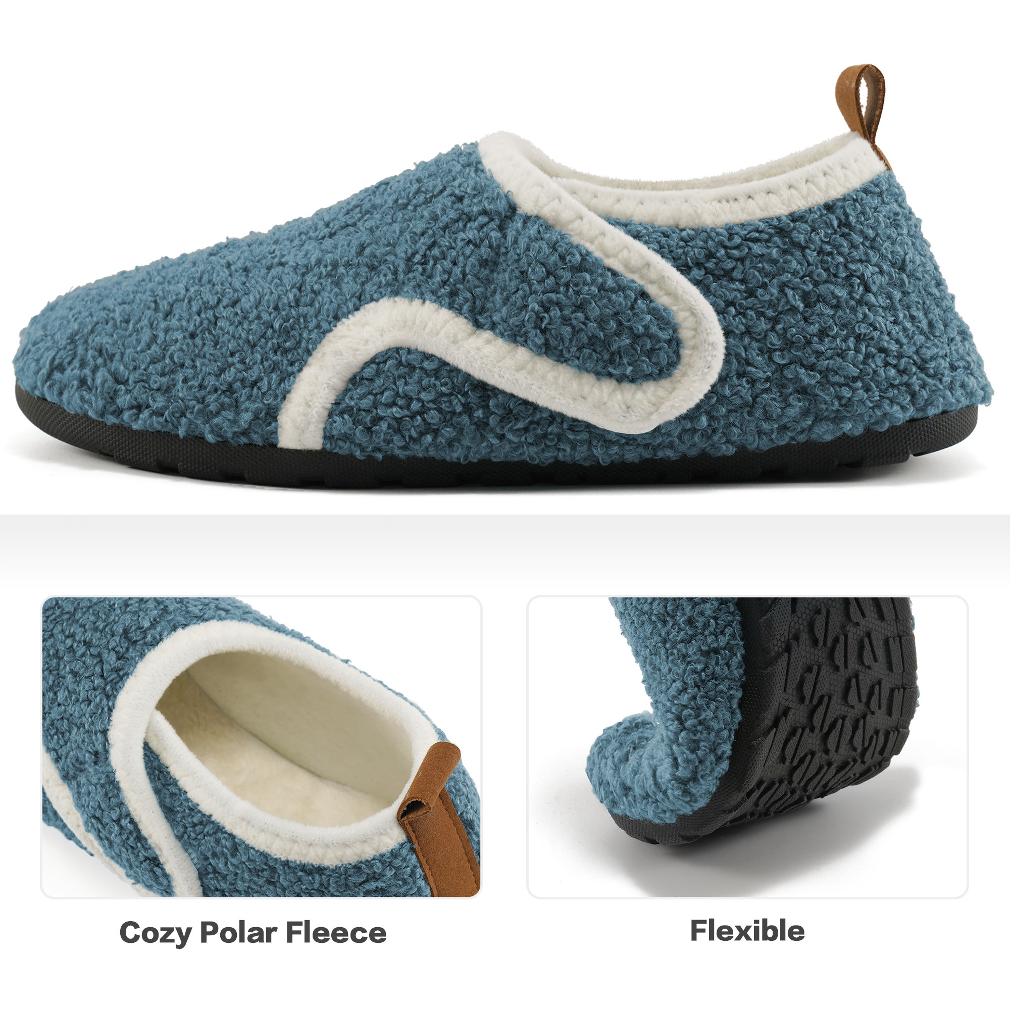 Ecetana Women's Fuzzy Fleece House Slippers, Blue photo 4
