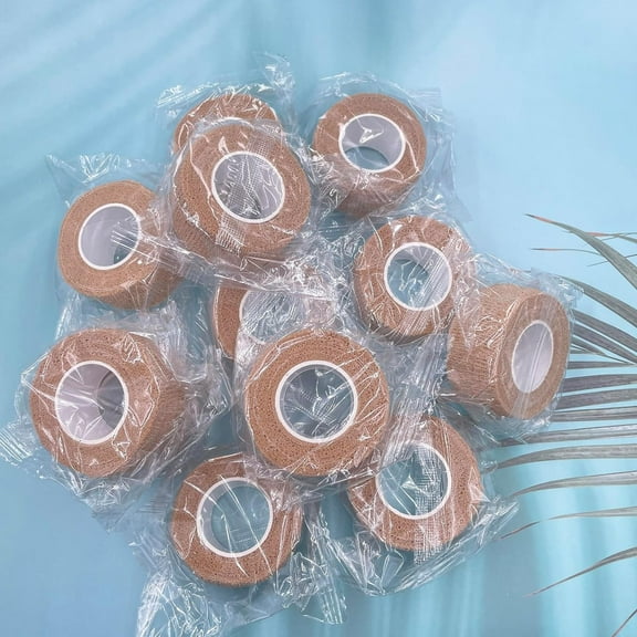 1"x5 Yards, 12/Pack Bandage Self Adhesive Elastic Stretch Home First Aid Cohesive Tan Rolls Wrap, Vet Tape