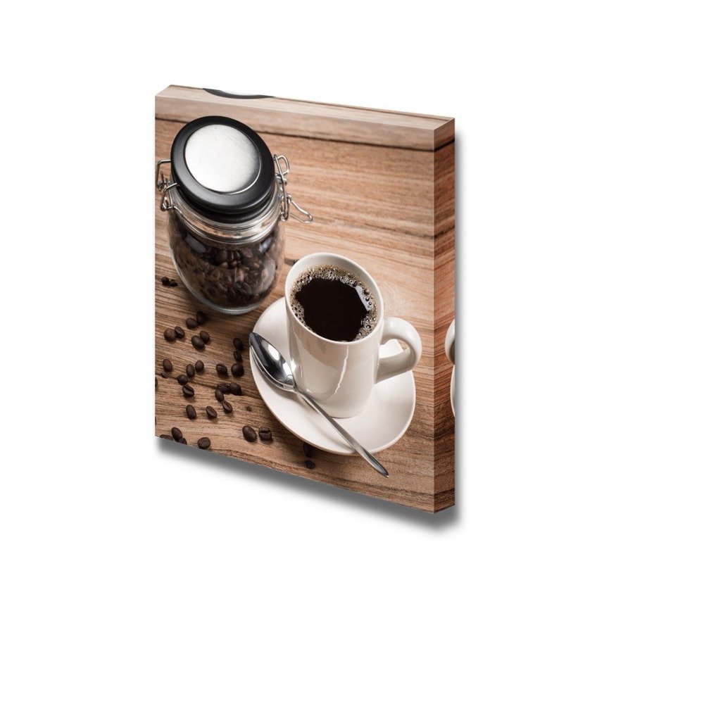 Canvas Prints Wall Art Coffee Cup and Saucer on a Wooden Table. 12