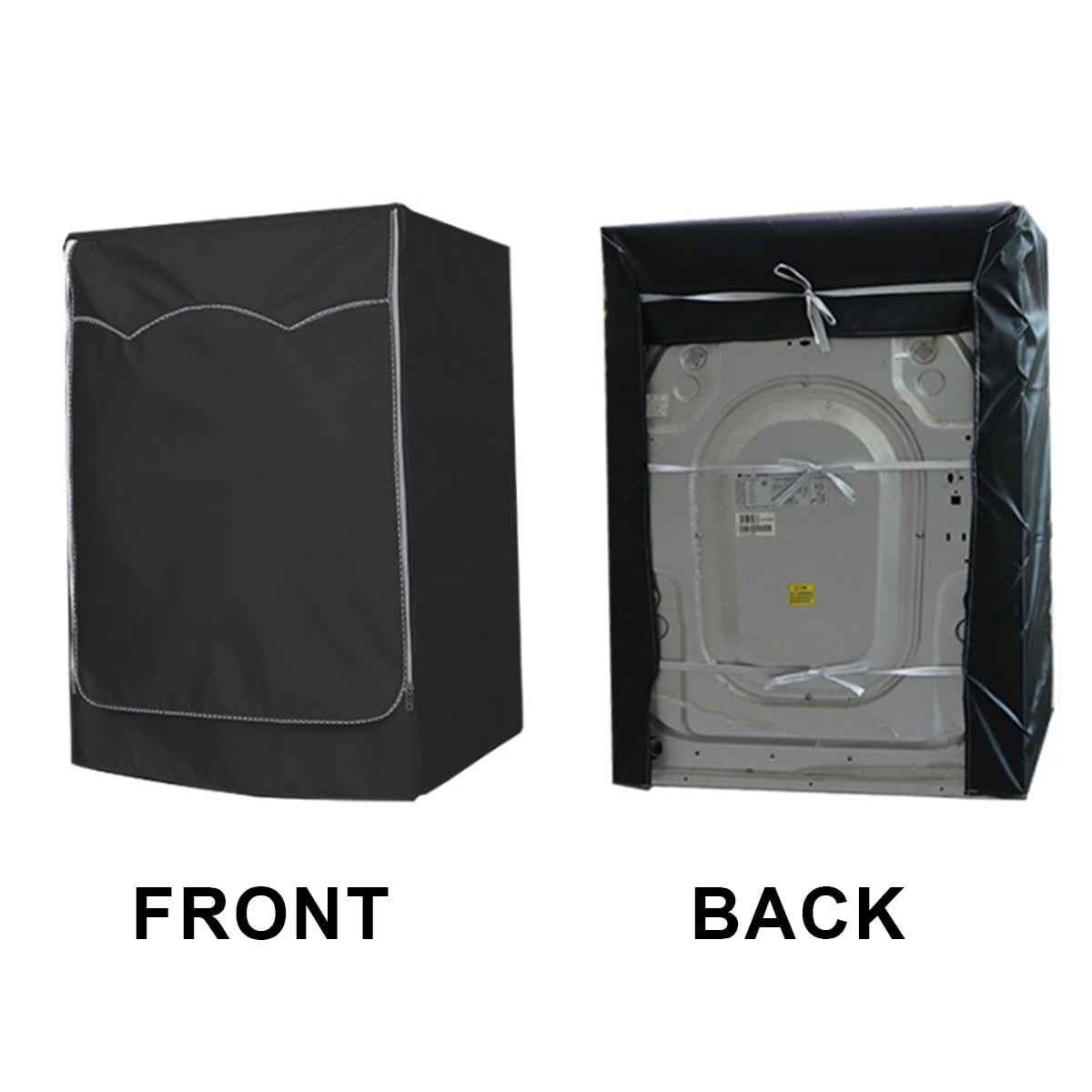 Washer/Dryer Cover,Washine Machine Cover for Waterproof and dustproof thickening Front-Loading Machine, With Smooth Zipper and Fixed Ropes (XXL,Black)-27''x32''x38.5''
