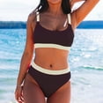 thumbnail image 2 of HBYJLZYG Women's Bikini Sets Colorblock Trim 2 Piece High Waisted Swimsuit Scoop Neck Adjustable Spaghetti Straps Bathing Suit, 2 of 4
