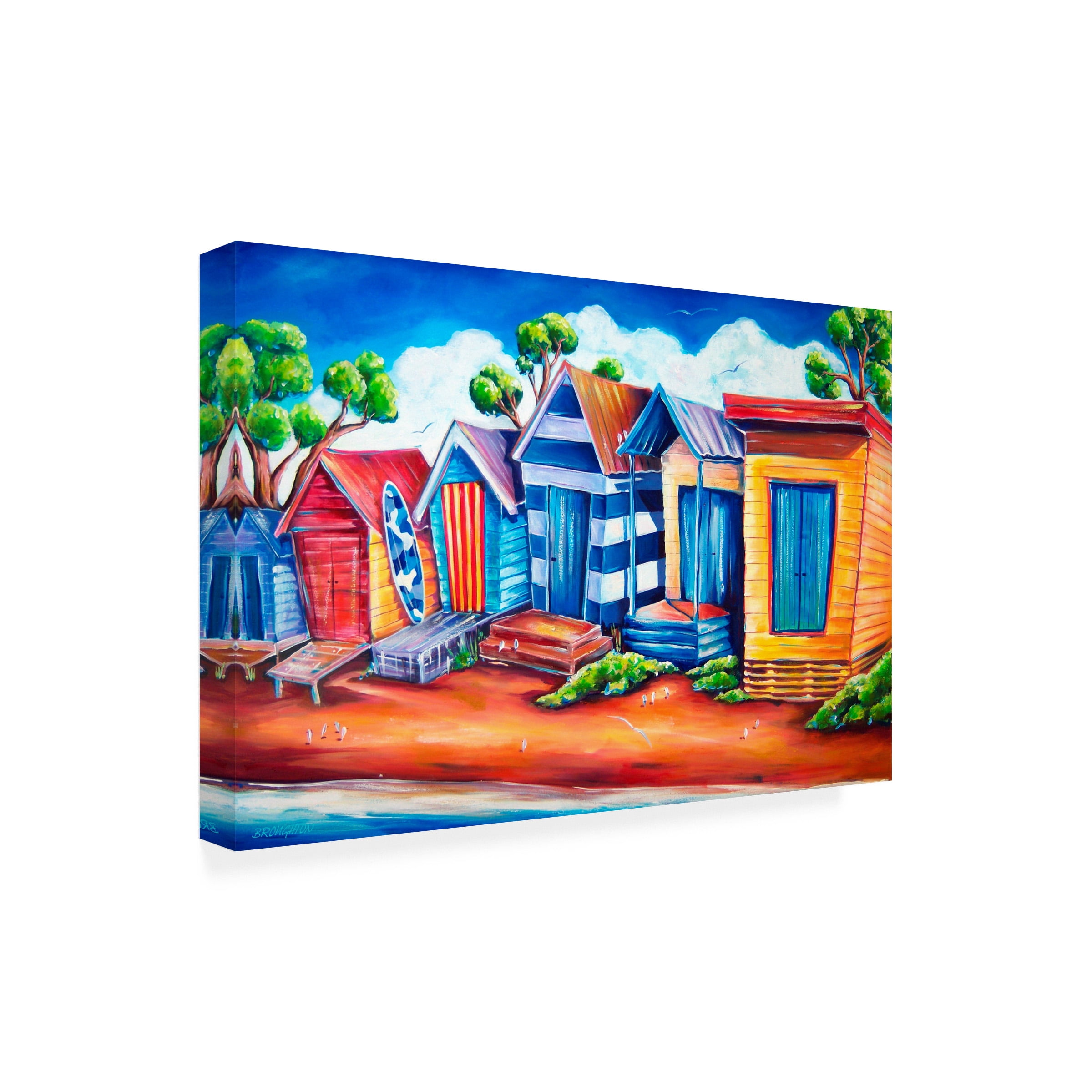 Deborah Broughton 'Tourist Beach huts' Outdoor Canvas