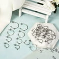 thumbnail image 5 of EOEMY 32Pcs Round Stainless Steel Stud Half Hoop Earring Findings 16~29X13.5~26X3mm, 5 of 9