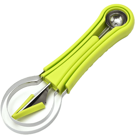 

Melon Baller Scoop Set - 4 in 1 Stainless Steel Fruit Tool Set Fruit Scooper Seed Remover with Fruit Vegetable Cutter Shapes Set Green
