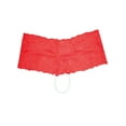 thumbnail image 2 of iCollection Women's Lace and Open Crotch Pearl String Boy Short, Red, S/M, 2 of 2