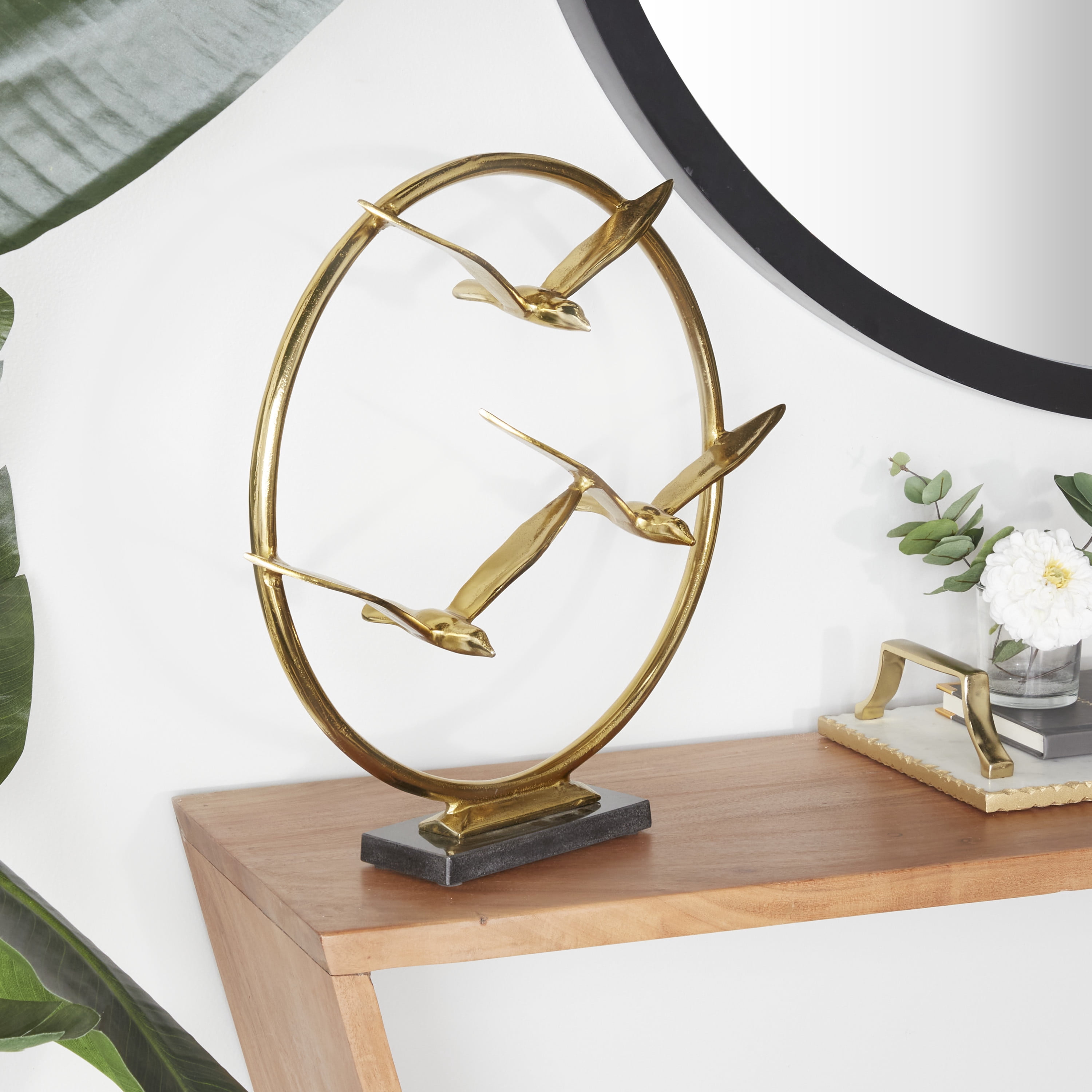 18" x 17" Gold Aluminum Bird Sculpture, by DecMode
