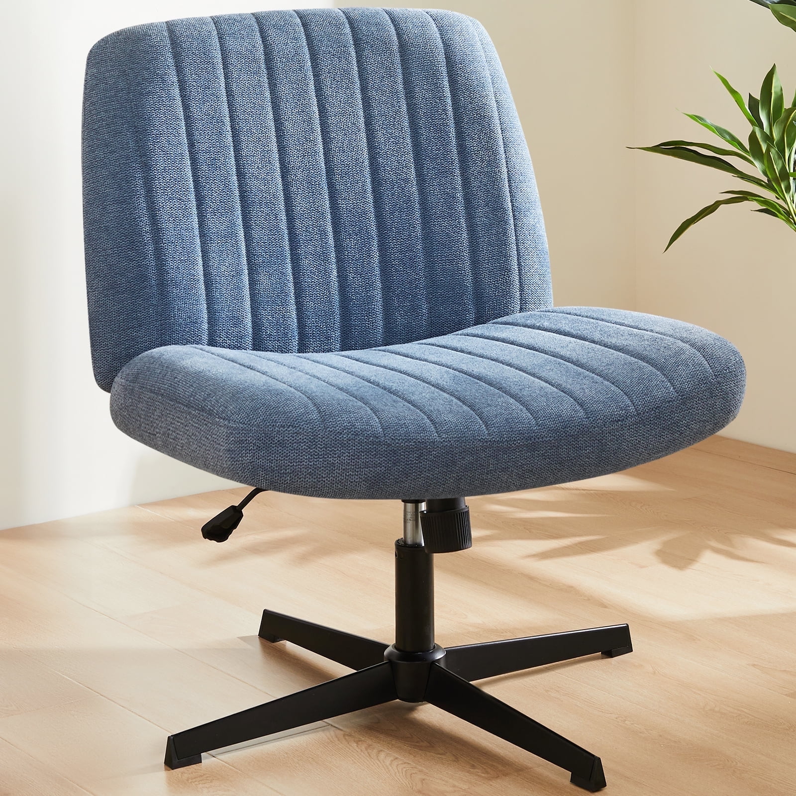 Office Chair Armless Criss Cross Legged Chair No Wheels, Comfy