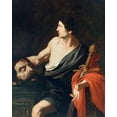 thumbnail image 2 of Novelli, Pietro 20x24 Black Ornate Wood Framed with Double Matting Museum Art Print Titled - David with the Head of Goliath, 2 of 4
