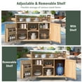 thumbnail image 3 of Outdoor Kitchen Island with Rolling Bar Cart and Storage Cabinet, Farmhouse Solid Wood Outdoor Grill Table with Stainless Steel Top, Spice Rack and Towel Rack for Kitchen & BBQ, Natural, 3 of 9