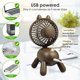 thumbnail image 4 of 8 Inch Portable Rechargeable Mini Desk Fan with Rotating Head 13 Hours Usage,Cute Dog-Shape 3 Speeds Small Desk Fan for Home/Desktop/Office (Brown), 4 of 5