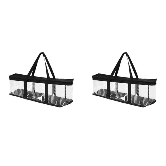 2X DVD Storage Bags CD DISC Comic Book File Toy Clothes Handle Organizer Big Clear Tote Case Home Cabinet Organization,2 * DVD Storage Bag Case,Black & Transparent