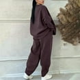 thumbnail image 4 of Hogleaql Womens Sweatsuit 2 Piece Set Long Sleeve Lounge Drawstring Sweatshirt Wide Leg Sweatpants Solid Color Loose Outfits Trendy Winter Matching Sets with Pockets 2025 Coffee XL, 4 of 4