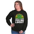 thumbnail image 3 of St Patricks Day Feeling Lucky Clover Unisex Plus Fleece Graphic Sweatshirt Brisco Brands 2X, 3 of 5