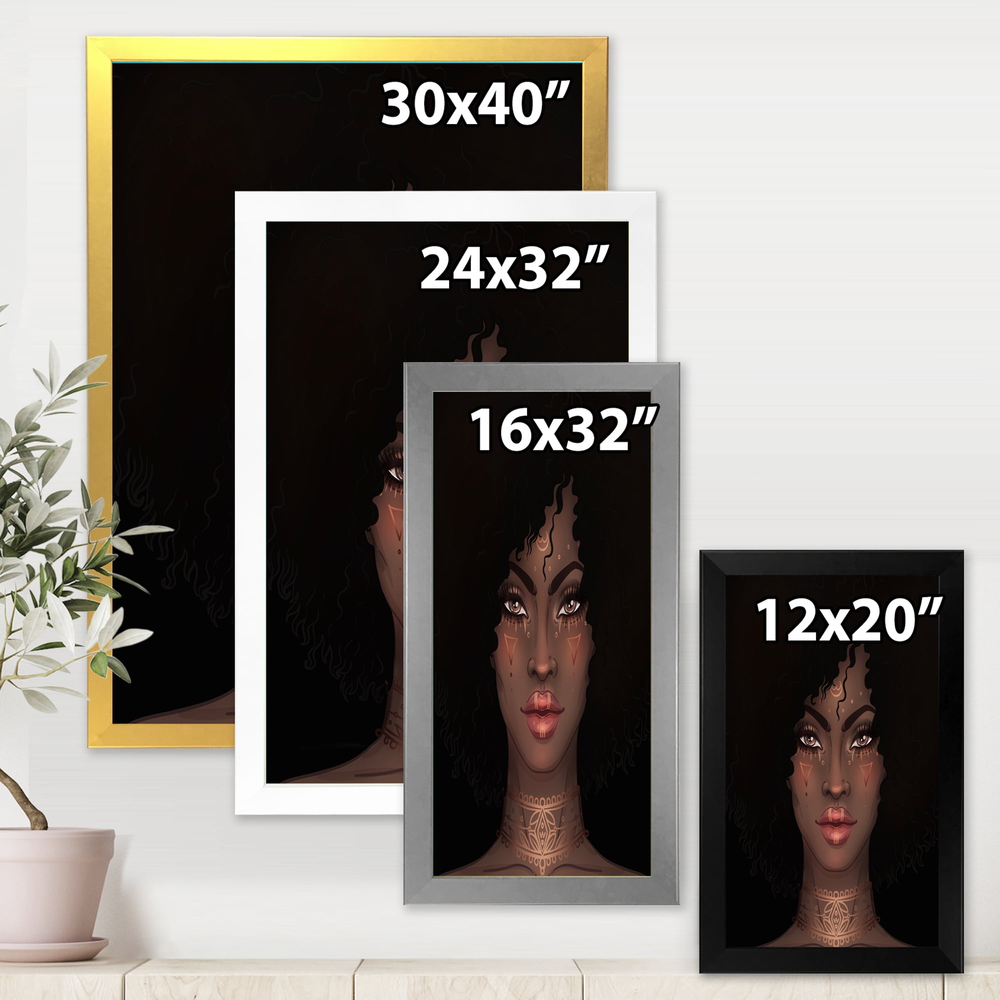 Designart 'Portrait of Afro American Woman II' Modern Framed Art Print
