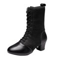 thumbnail image 3 of XIHAHA-zapatillas de deporte con cremallera para mujer, zapatos transpirables de tacón grueso, botas de baile cuadradas, color liso, 3 of 5
