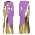 thumbnail image 3 of iiniim Women Metallic Liturgical Praise Dance Costume Loose Fit Wide-Leg Choir Jumpsuit Worship Dancewear Lavender S, 3 of 6