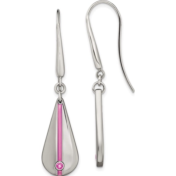 Titanium Edward Mirell Pink Anodized With Sapphire Teardrop Earrings Made In United States eme112