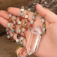 thumbnail image 6 of K-KED Natural White Quartz Pendant Amazonite Chip Beads Knot Handmade Mala Necklace-40 inch, 6 of 6