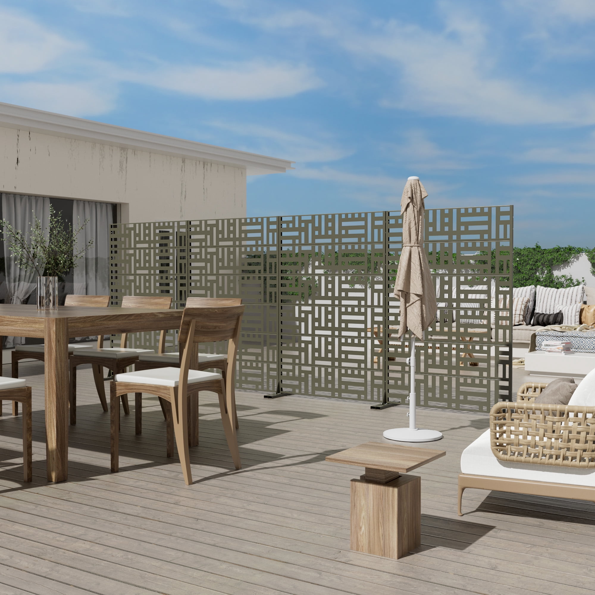 MAYEERTY 72×47 6 Panels Olive Gray Galvanized Steel Screen